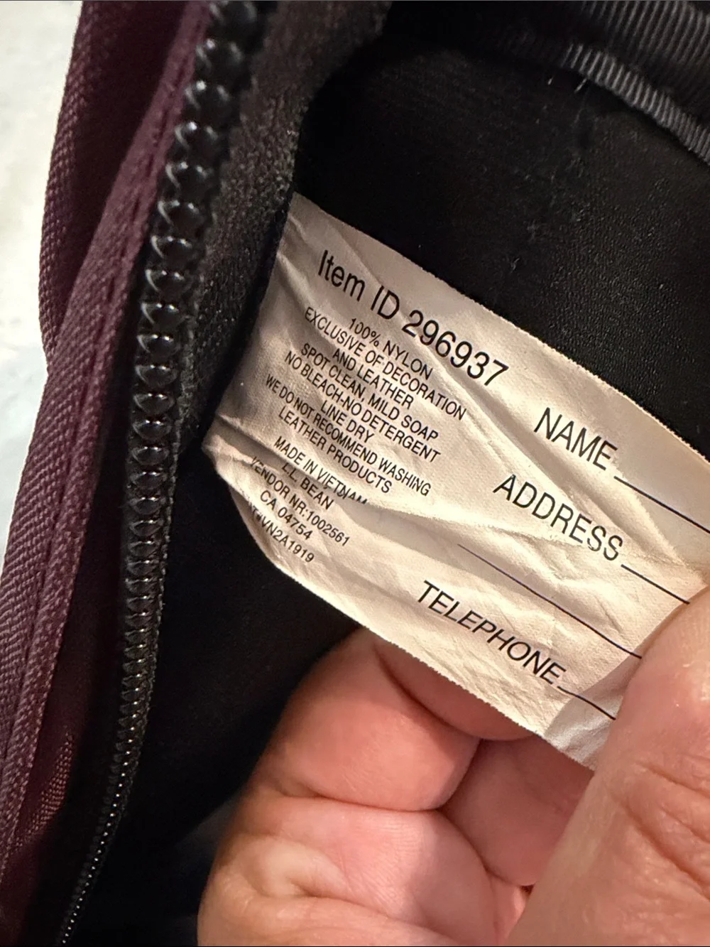 L.L. Bean Burgundy and Black Backpack with Front Bungee